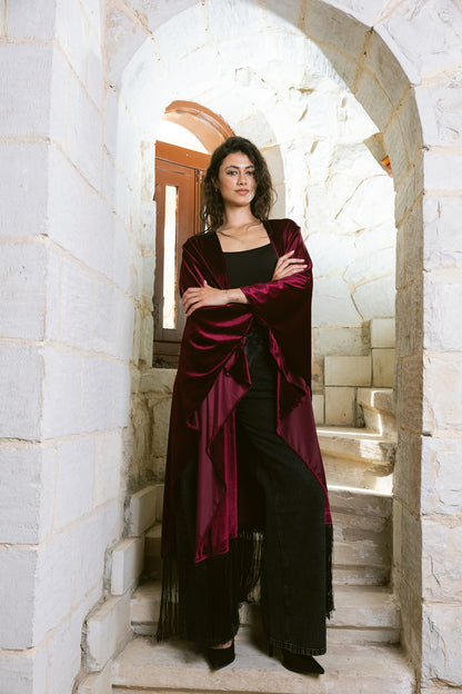 Fringe Edit Kaftan - Burgundy