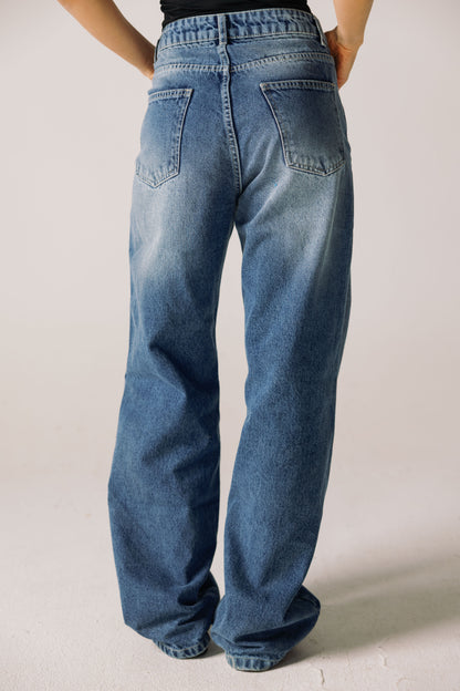 Wide Flow Denim Pants - Vintage Blue