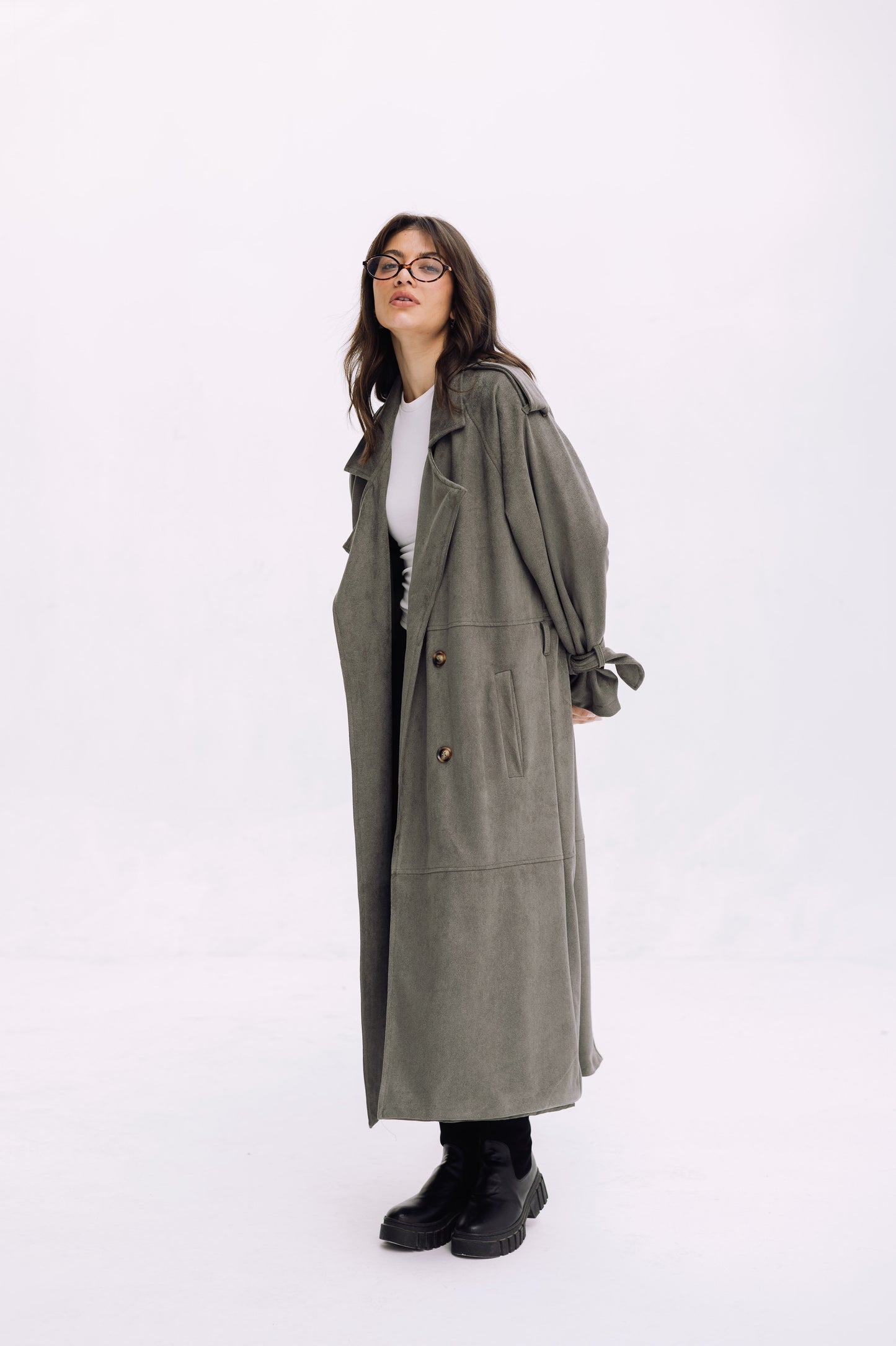 City Girl Trench Coat - Olive