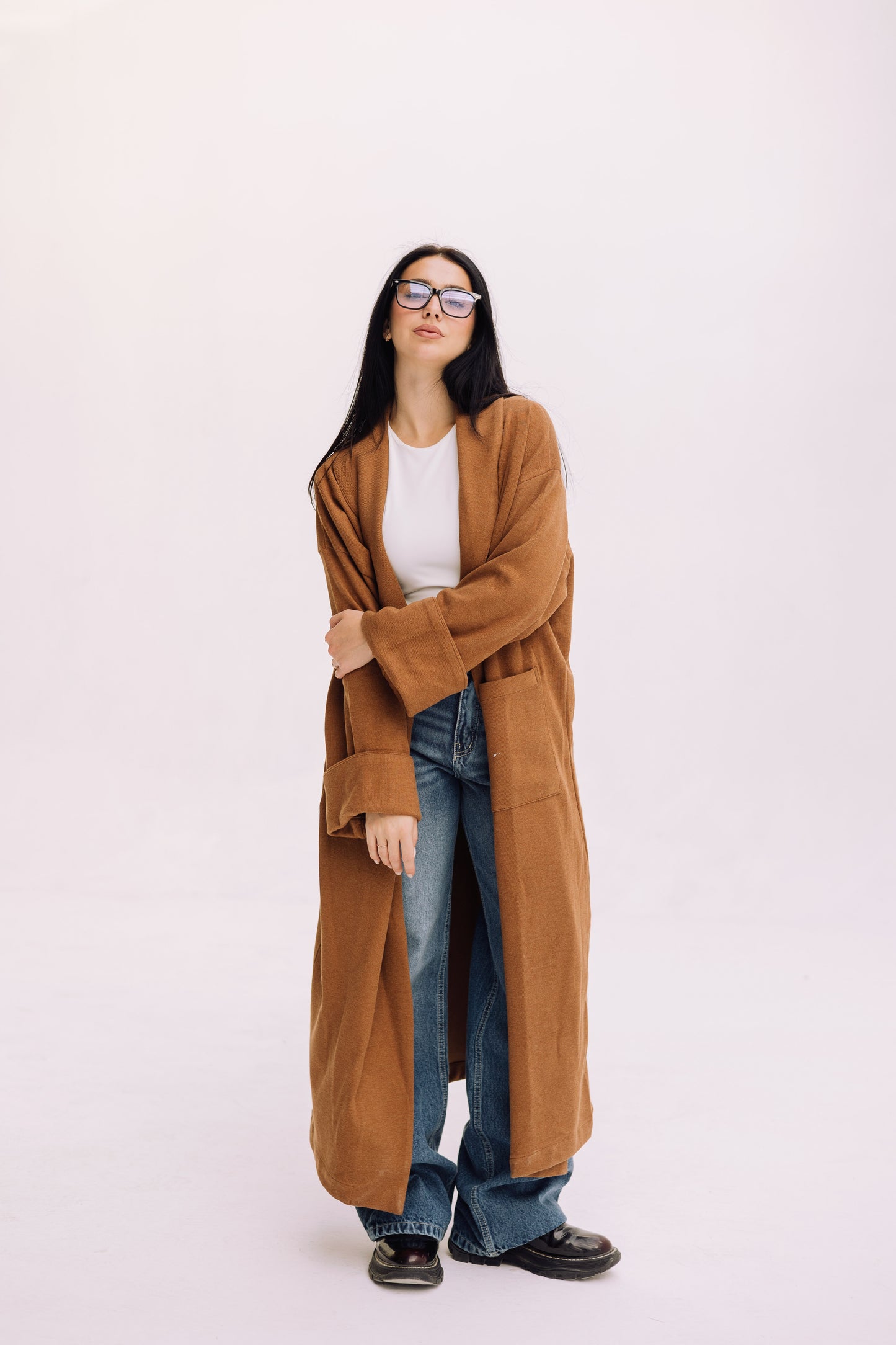 Cardigan Coat - Caramel Brown