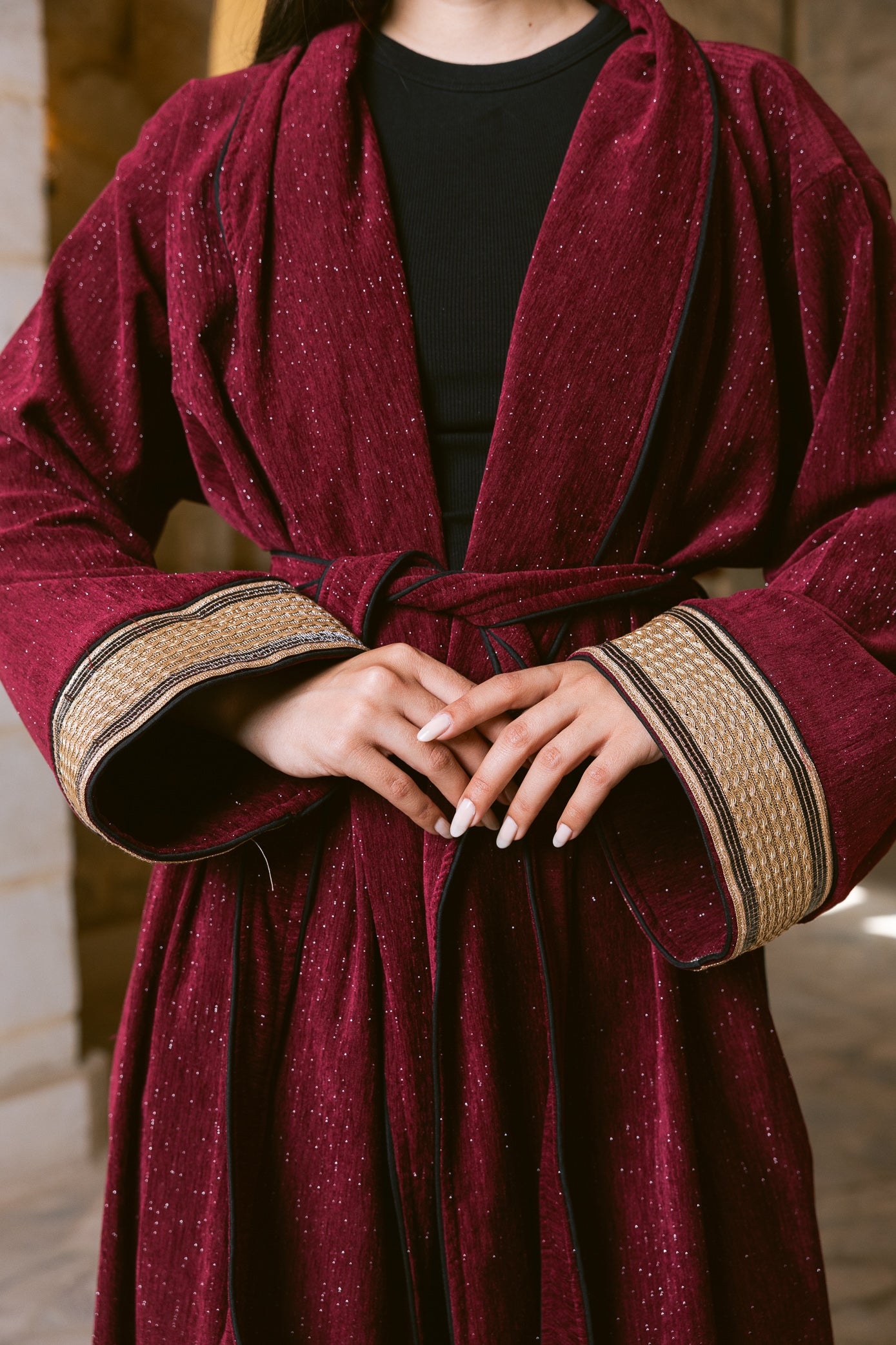 Subtle Shine Kaftan - Burgundy