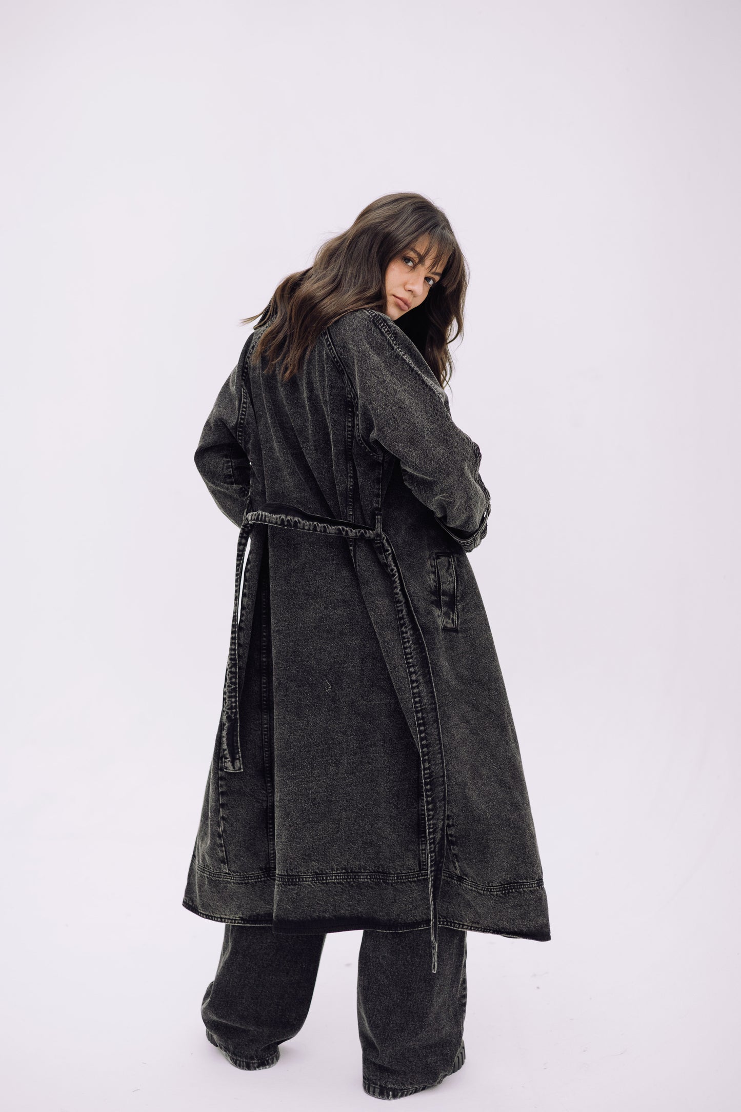 Neat-Fit Denim Coat - Ash Black