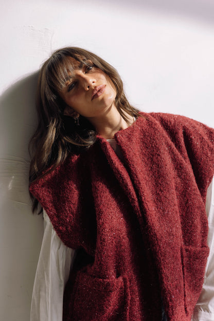 Shimmer Base Edit Vest - Mulberry Red