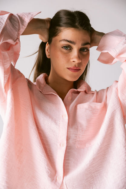 Cropped Shirt - Light Pink
