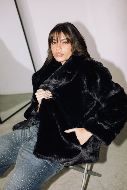 Scandi Fur Jacket - Black