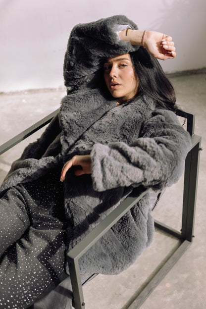 Scandi Fur Jacket - Grey