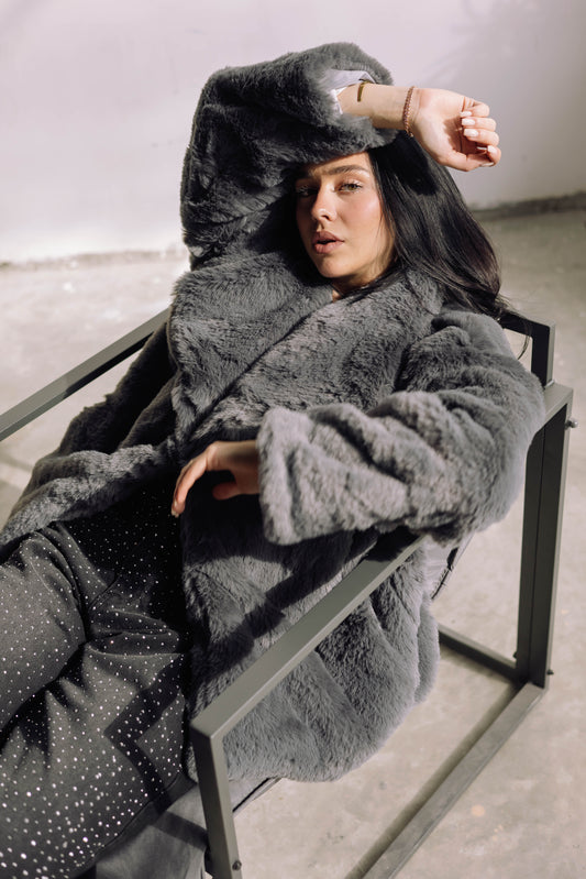 Scandi Fur Jacket - Grey