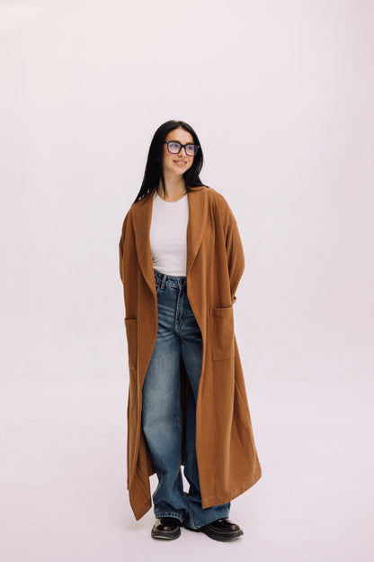 Cardigan Coat - Caramel Brown