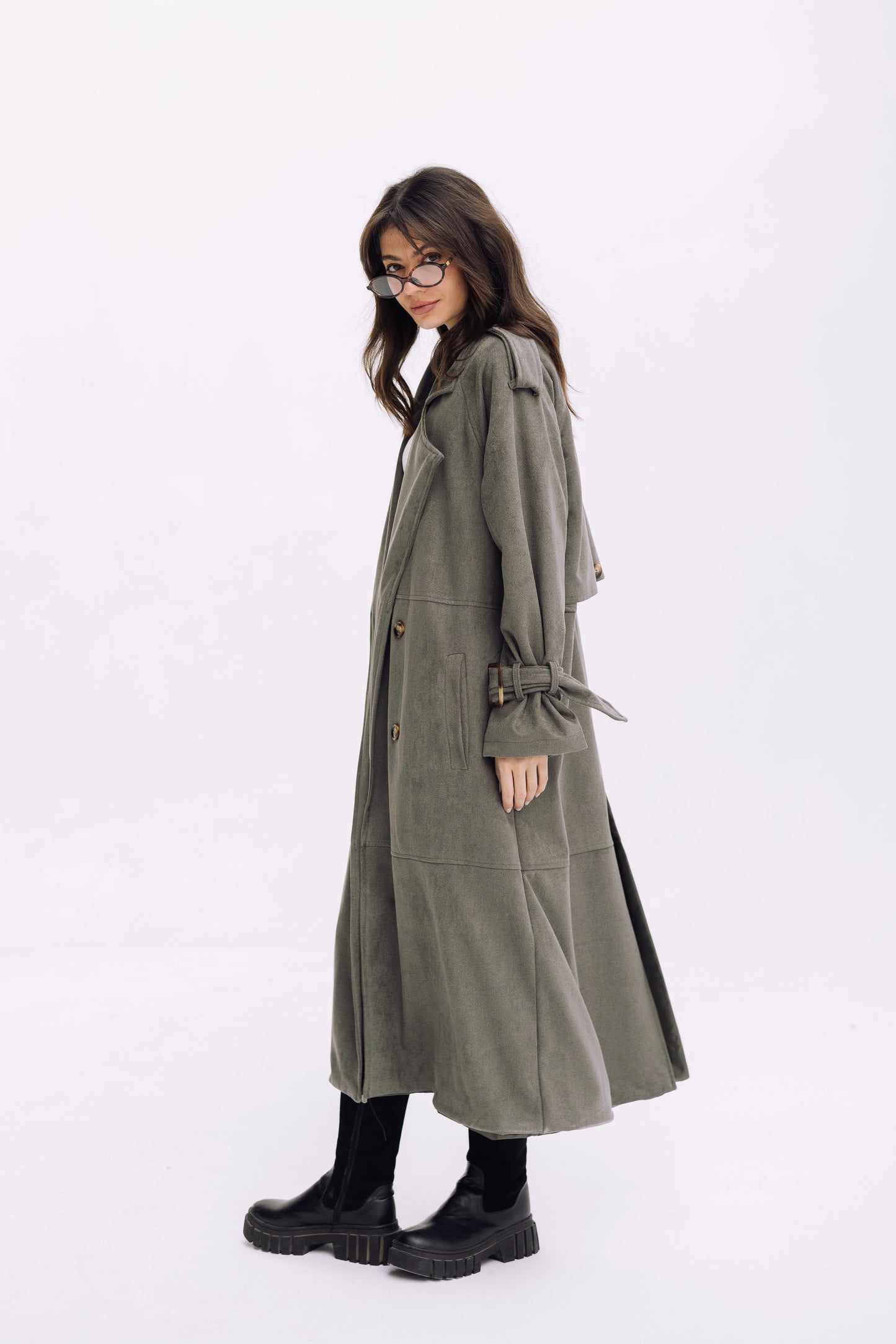 City Girl Trench Coat - Olive