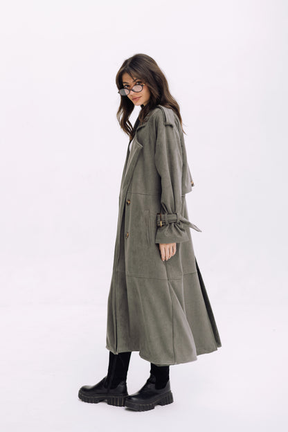 City Girl Trench Coat - Olive