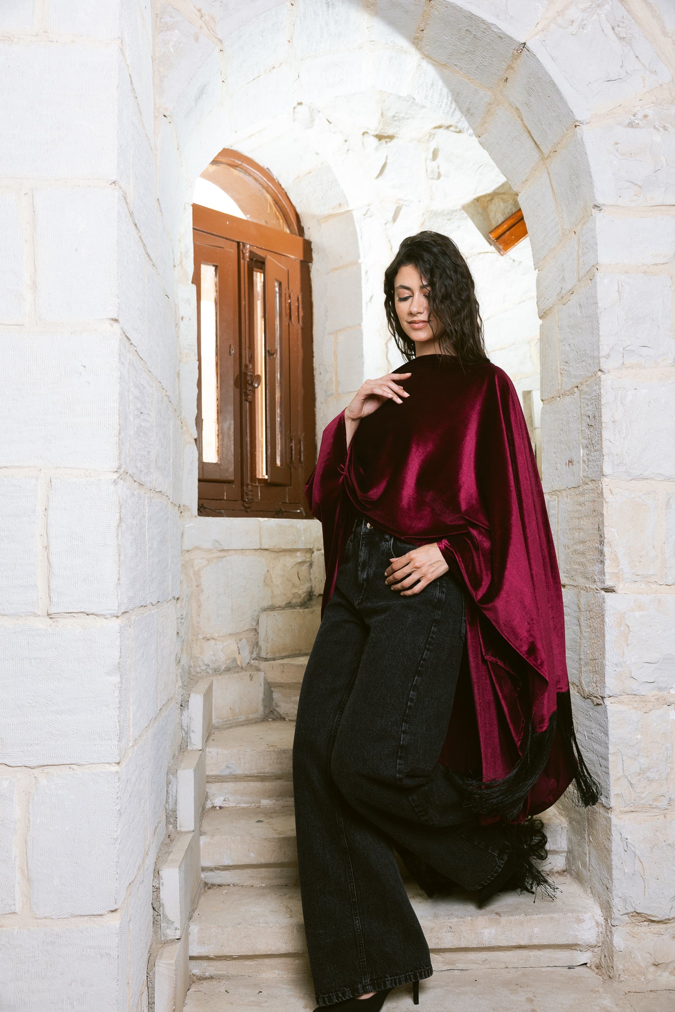 Fringe Edit Kaftan - Burgundy