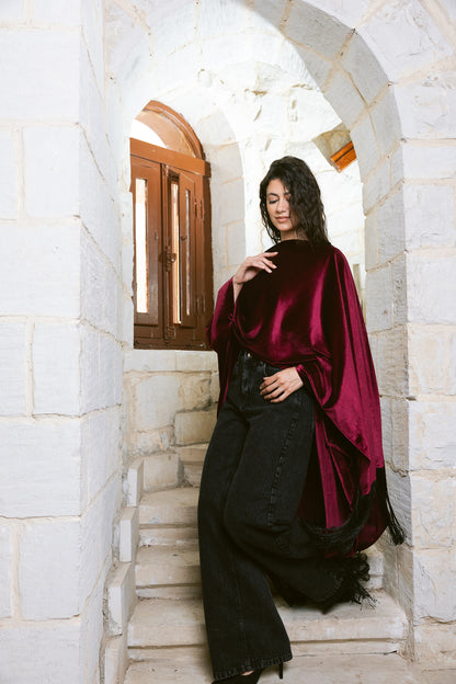 Fringe Edit Kaftan - Burgundy