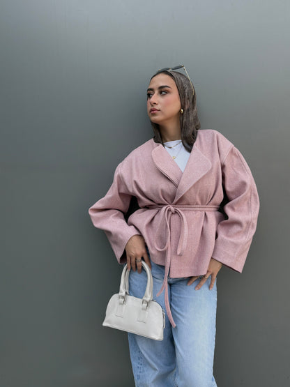 Aurora Belted Jacket - Dusty Pink