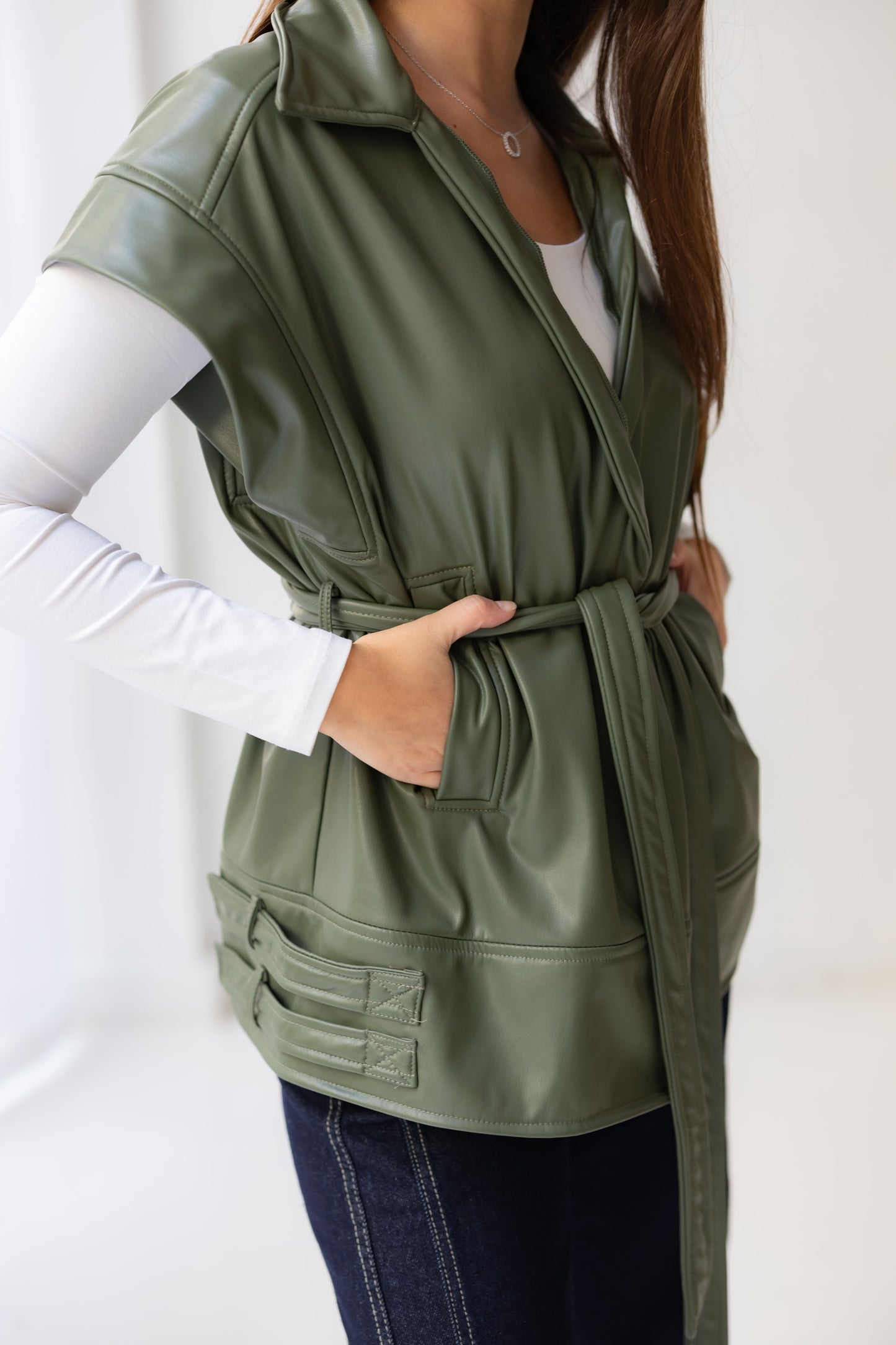 Statement Vest - Olive