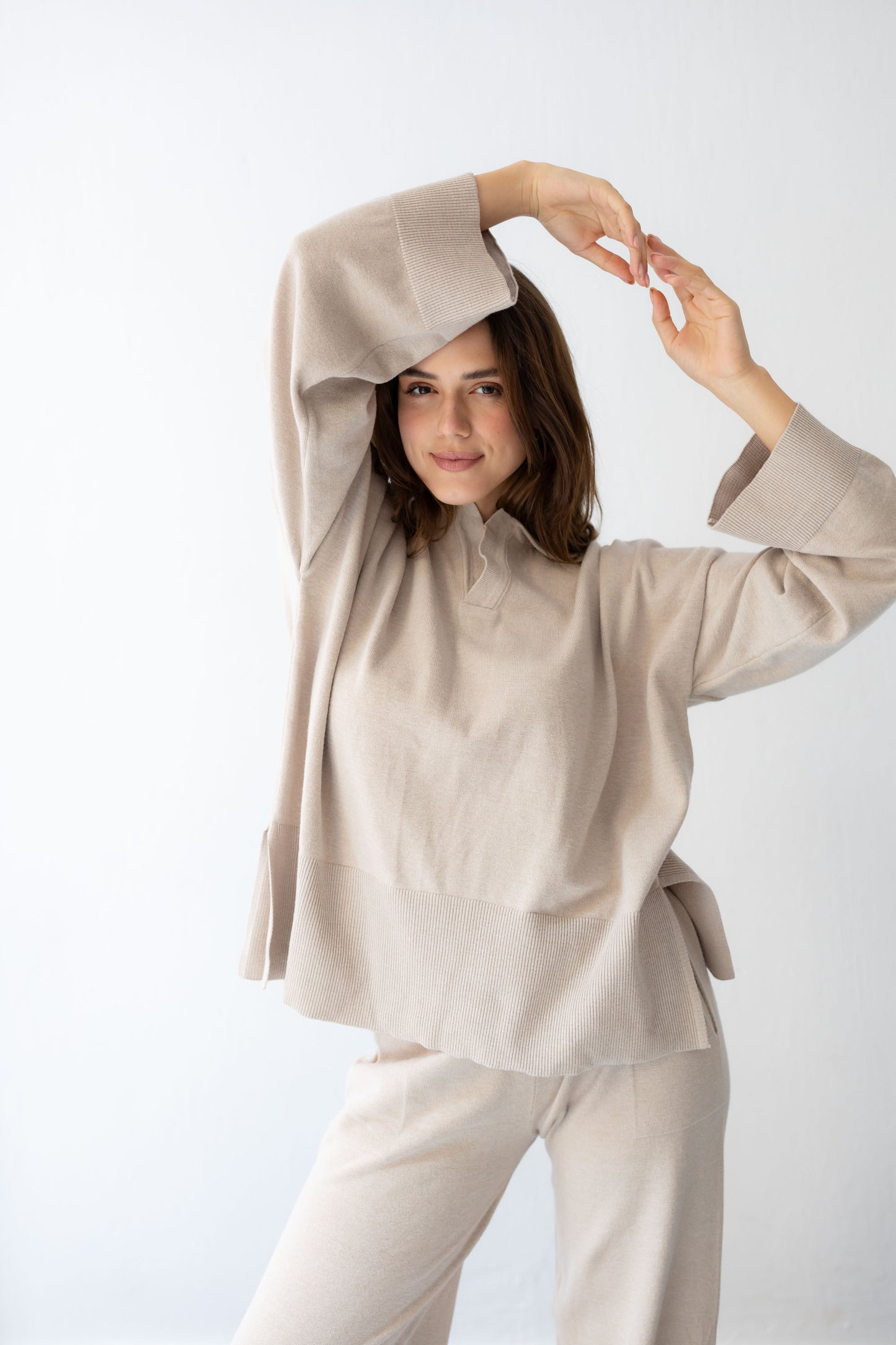 Clouded Warmth Knit Set - Cream