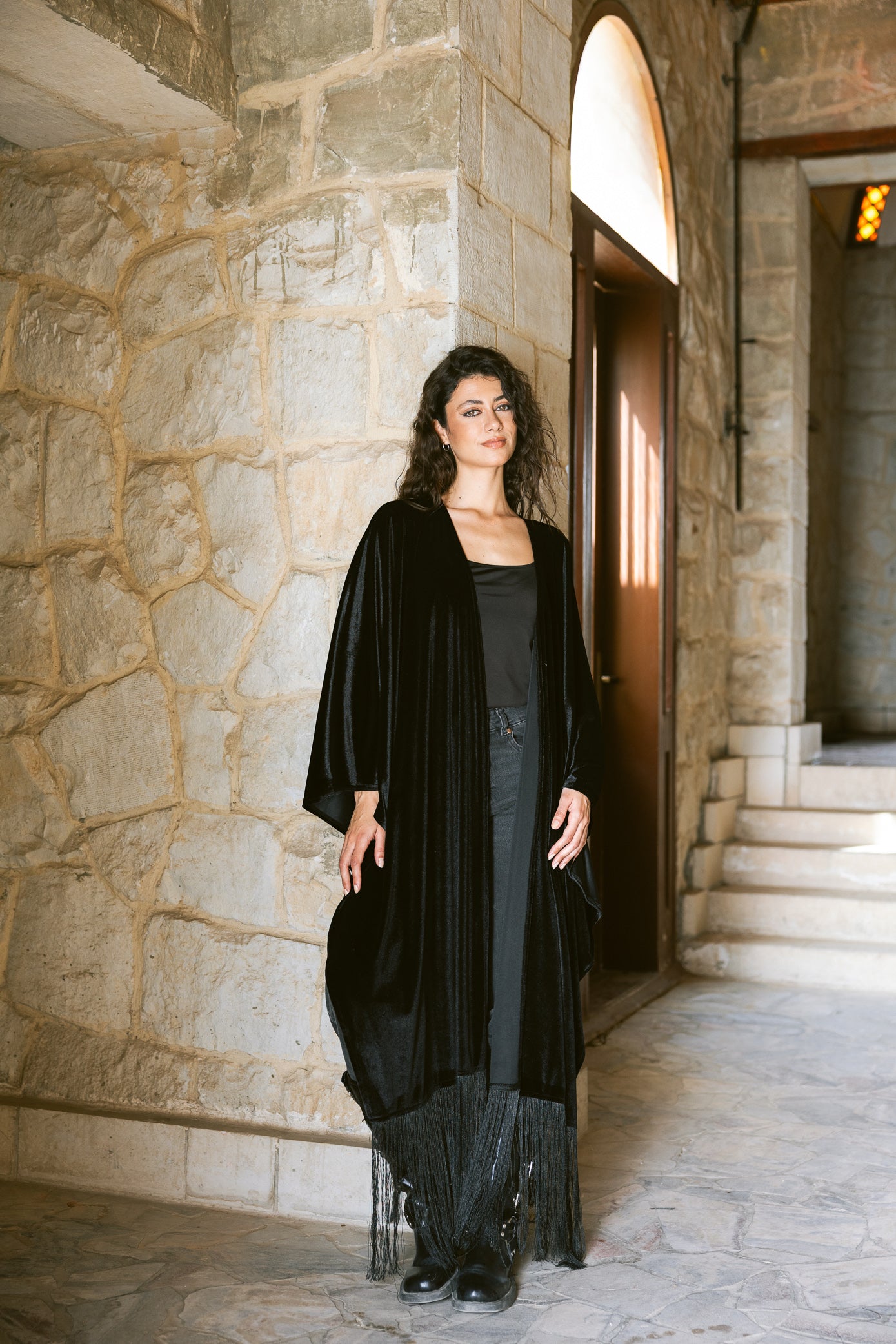 Fringe Edit Kaftan - Black