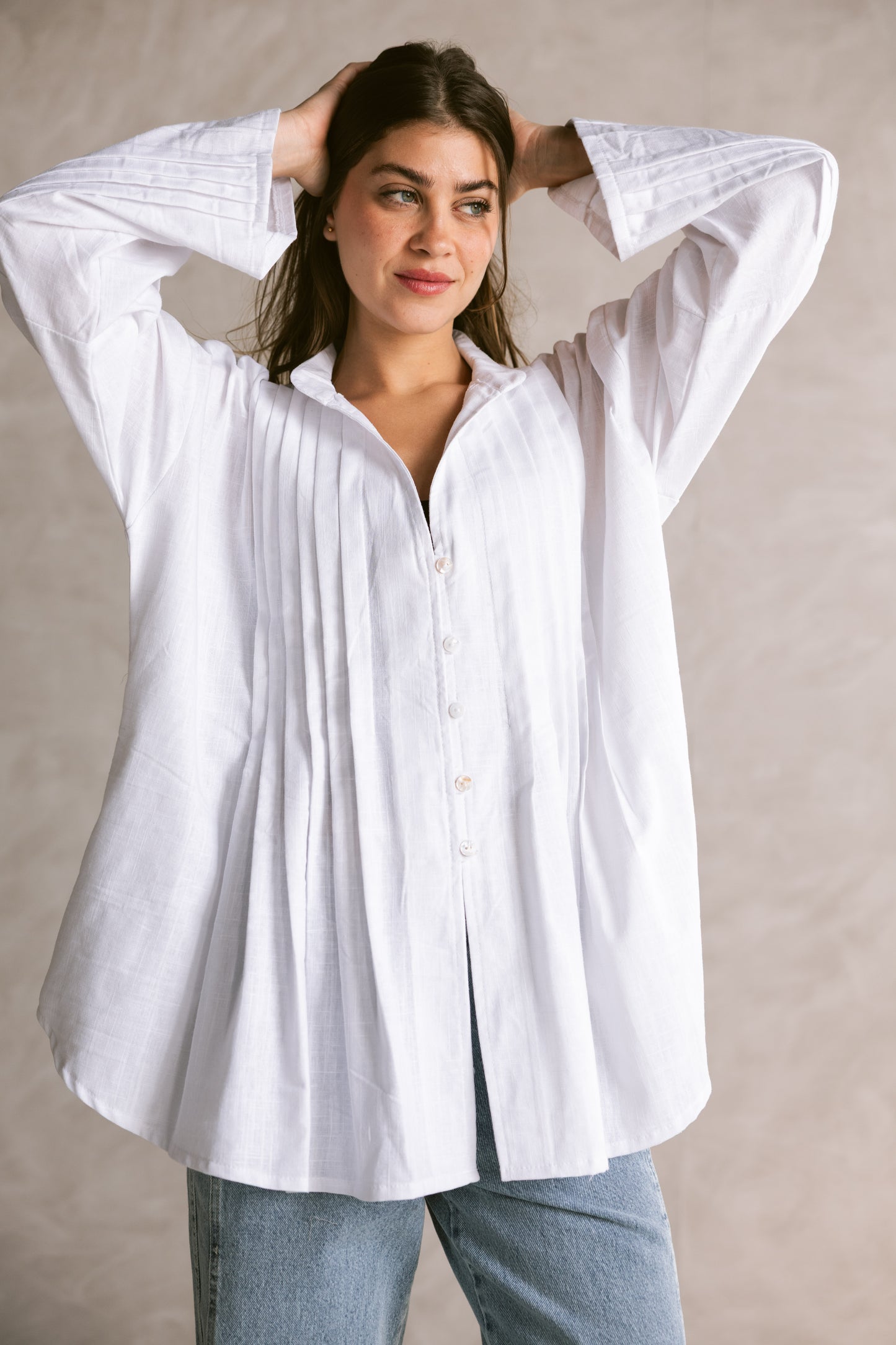 Pleated Top - White