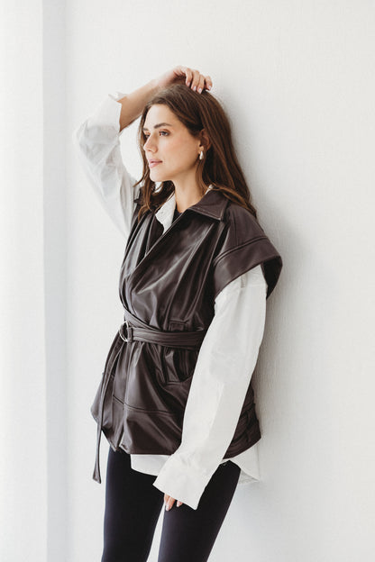 Statement Vest - Brown