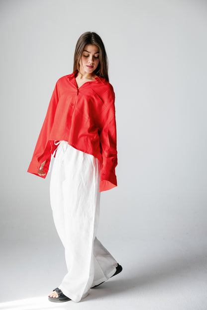Cropped Shirt - Crimson Red