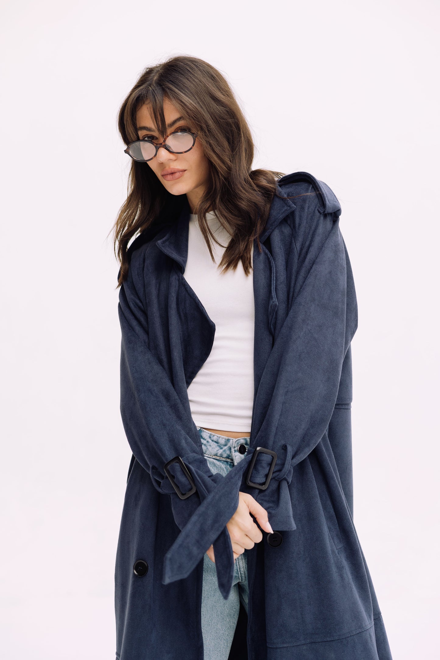 City Girl Trench Coat - Navy