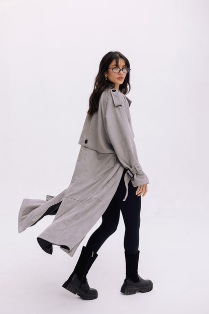 City Girl Trench Coat - Cadet Grey