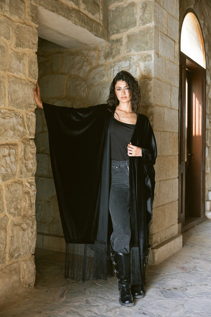 Fringe Edit Kaftan - Black