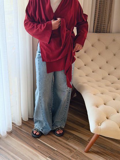Softly Wrap Kimono - Deep Burgundy