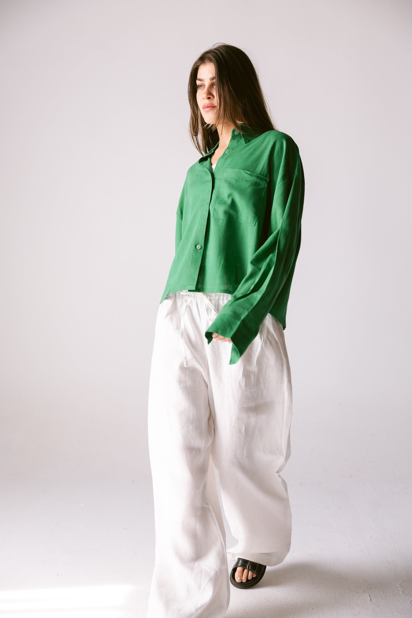 Cropped Shirt - Green