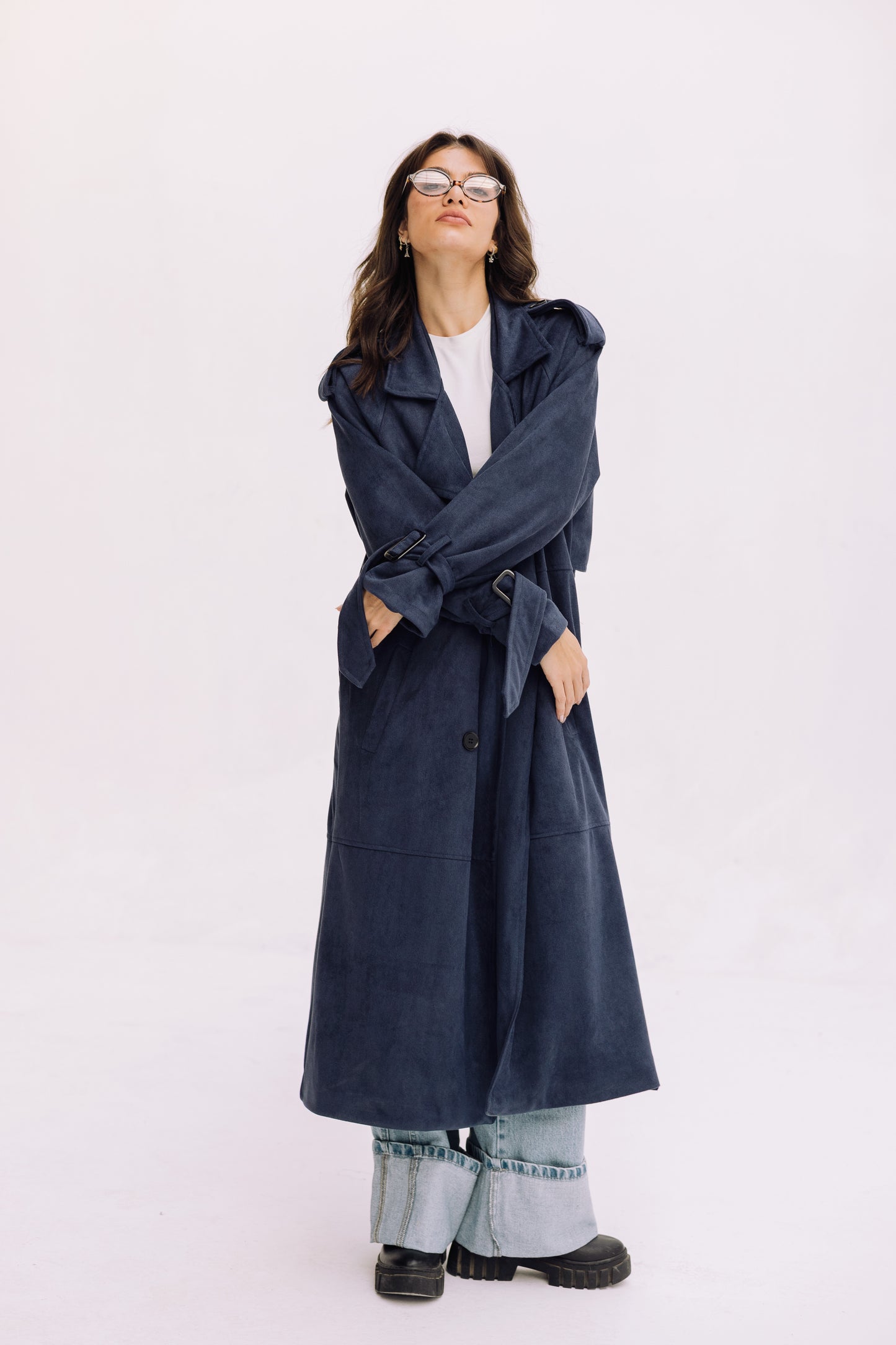 City Girl Trench Coat - Navy