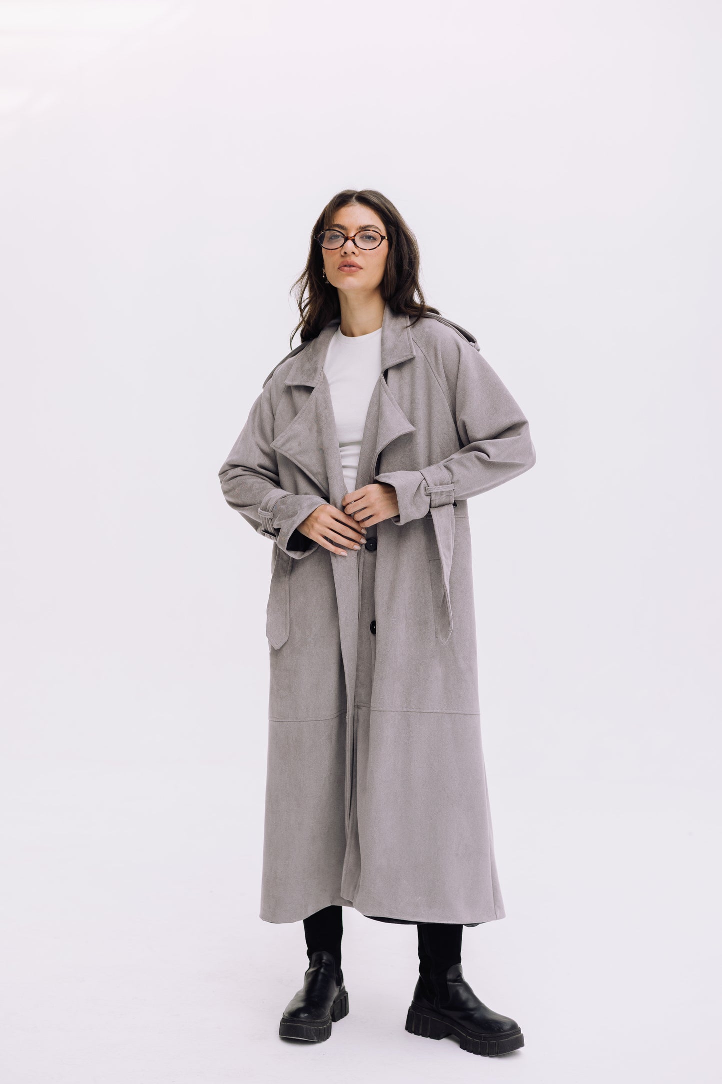 City Girl Trench Coat - Cadet Grey
