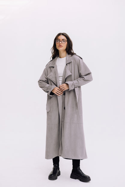 City Girl Trench Coat - Cadet Grey