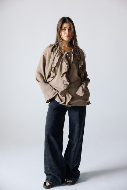 Ruffles Top - Khaki