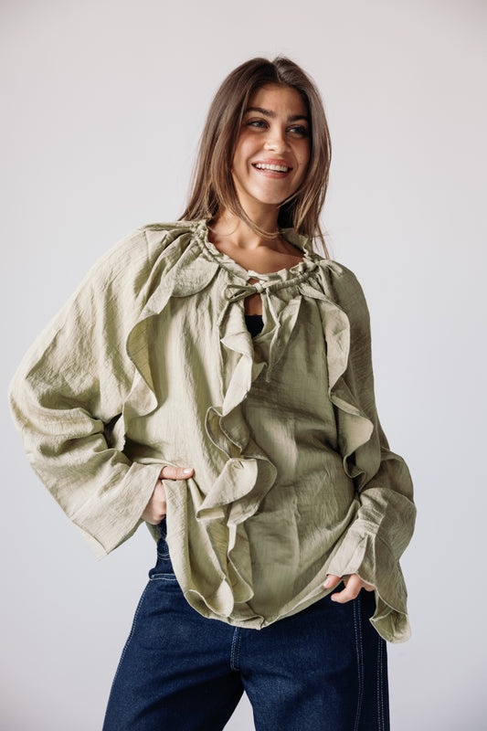 Ruffles Top - Basil
