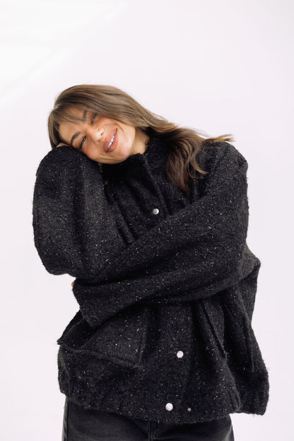 Shimmer Fluff-On Jacket - Black