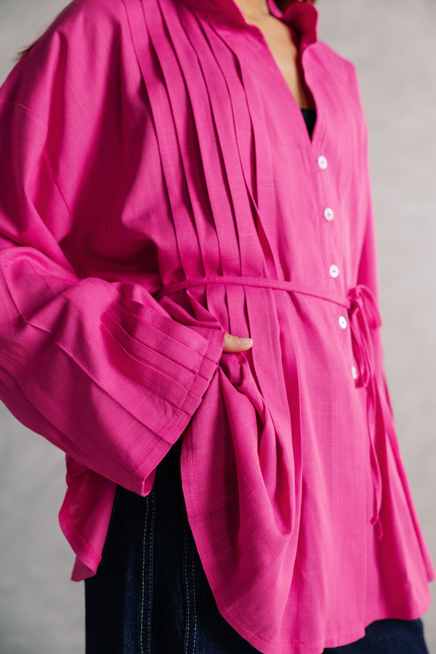 Pleated Top - Fuchsia