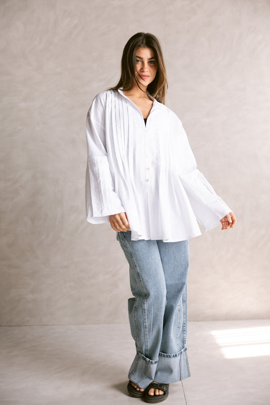 Pleated Top - White