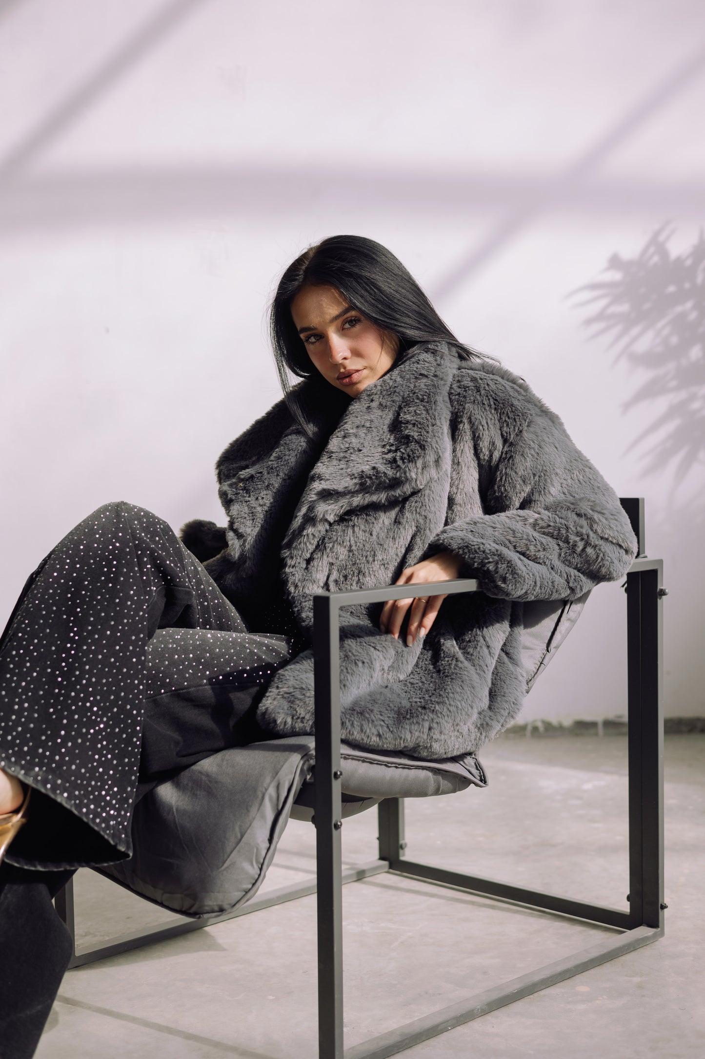 Scandi Fur Jacket - Grey