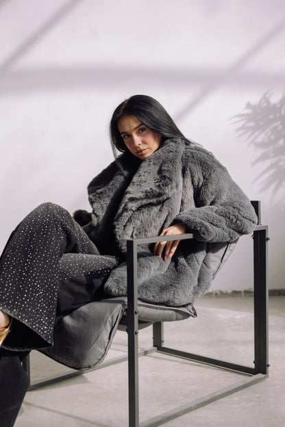 Scandi Fur Jacket - Grey
