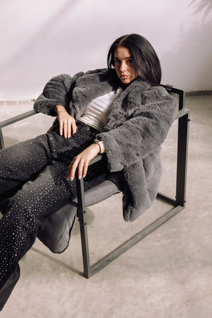 Scandi Fur Jacket - Grey