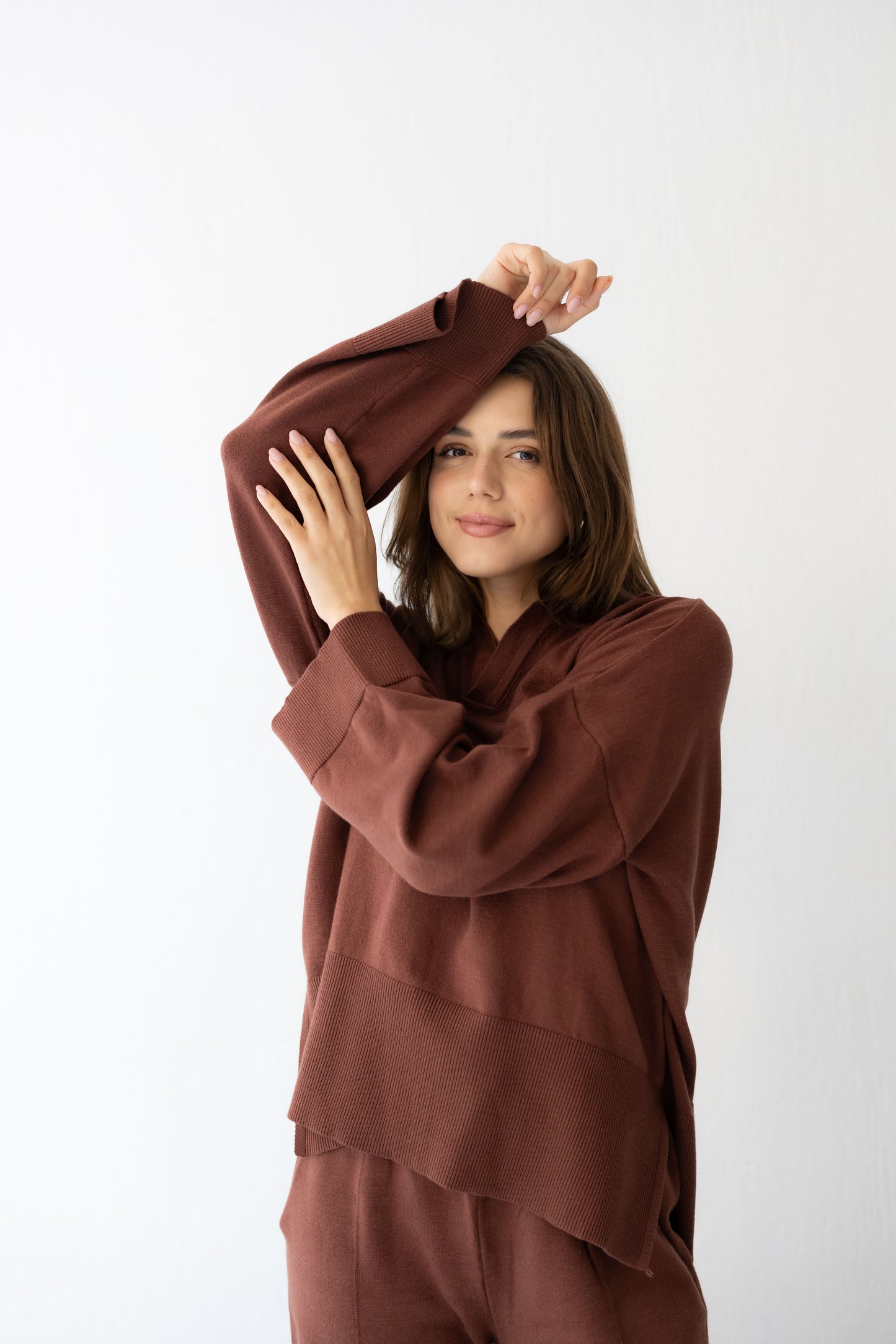 Clouded Warmth Knit Set - Chocolate