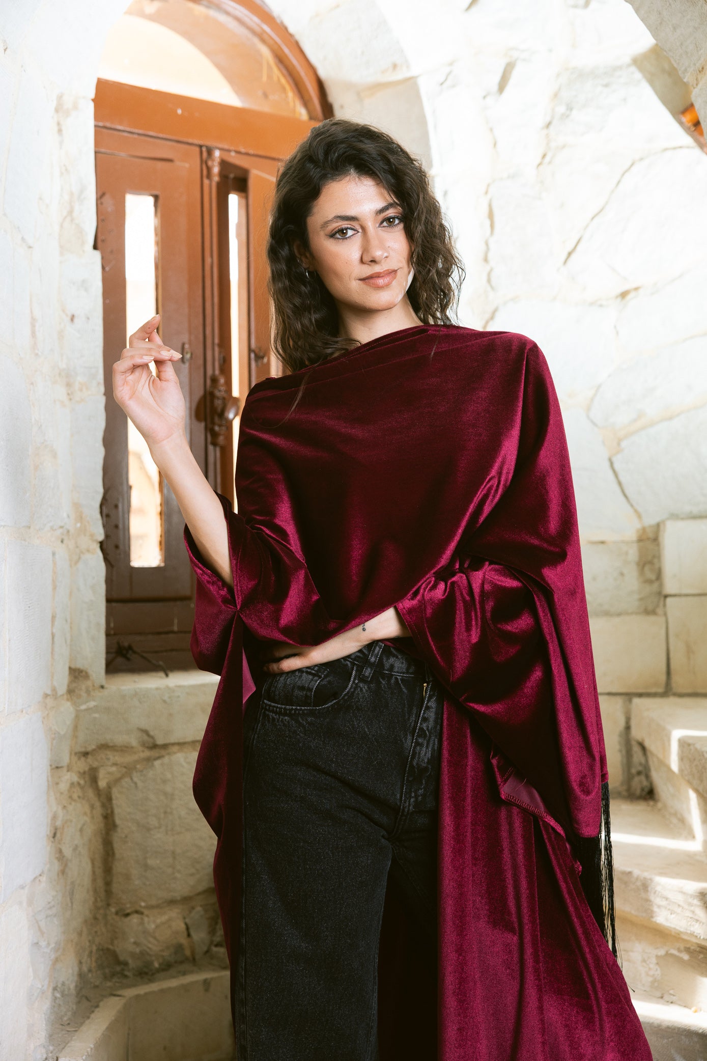 Fringe Edit Kaftan - Burgundy