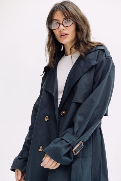 Trench Coat - Navy Blue