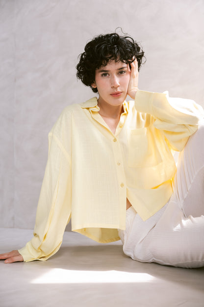Cropped Shirt - Butter Yellow