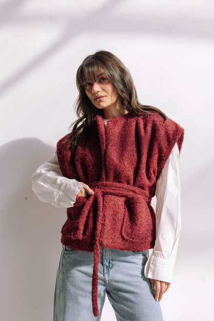 Shimmer Base Edit Vest - Mulberry Red