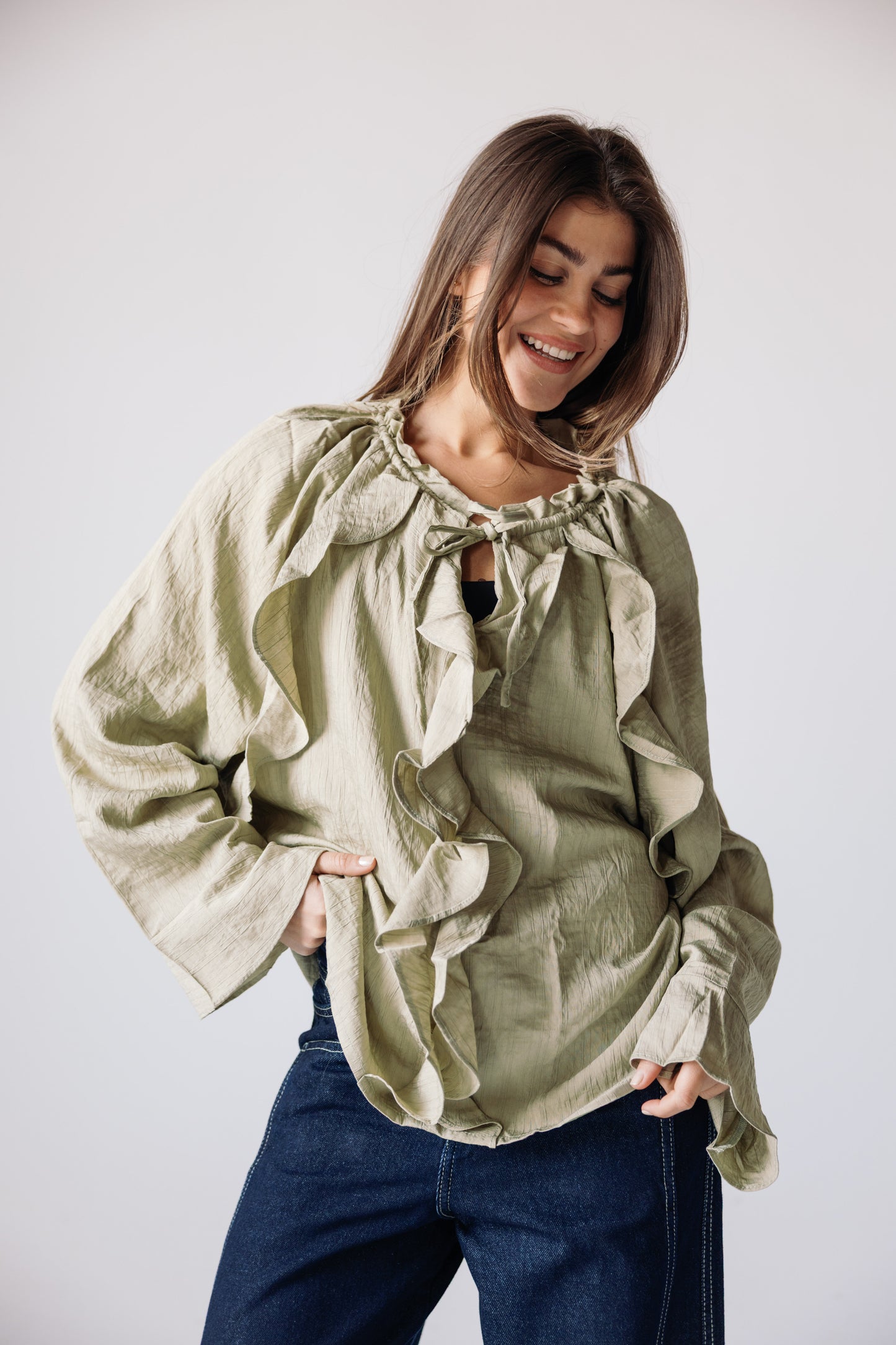 Ruffles Top - Basil