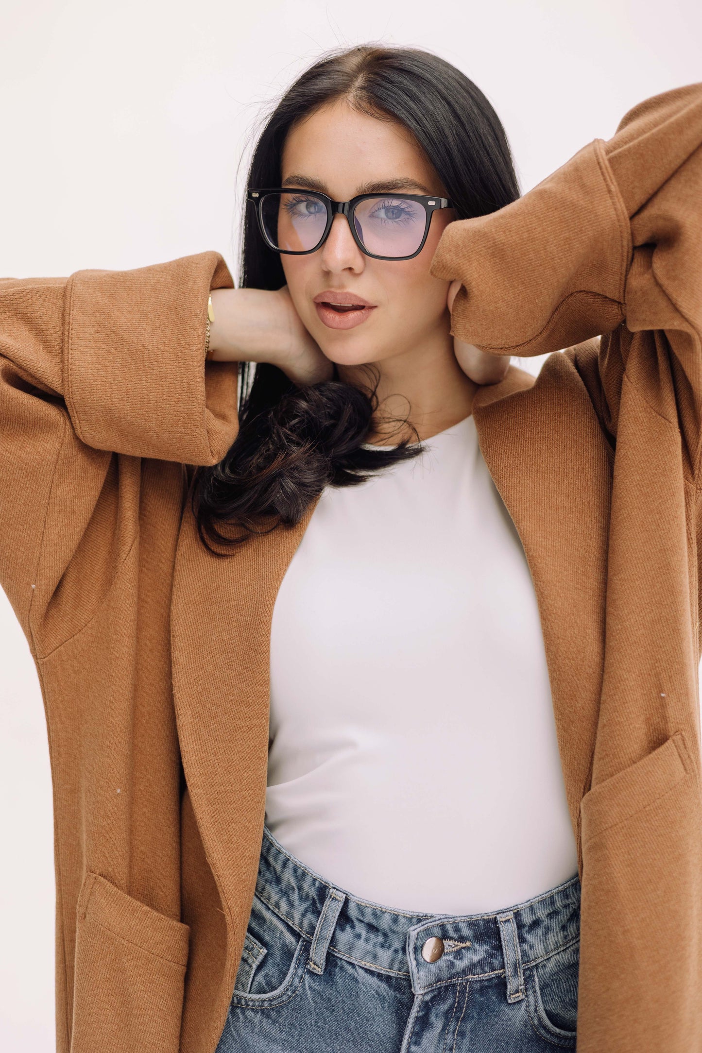 Cardigan Coat - Caramel Brown