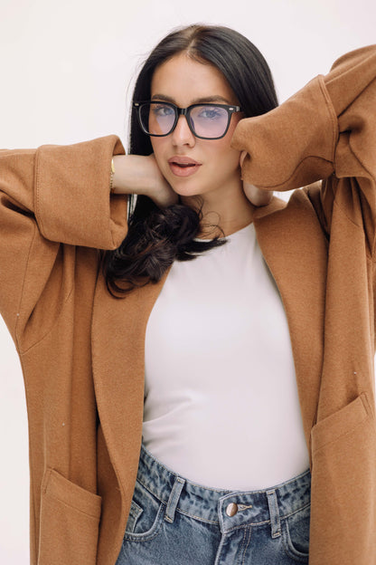 Cardigan Coat - Caramel Brown