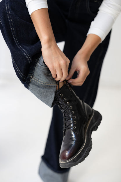 Double Cuff Denim Pants - Indigo