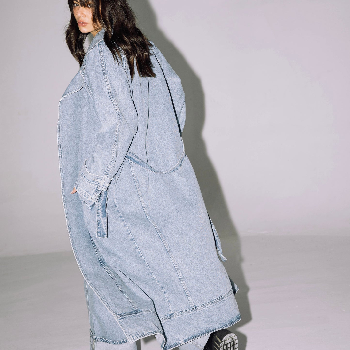 Neat-Fit Denim Coat - Washed Blue
