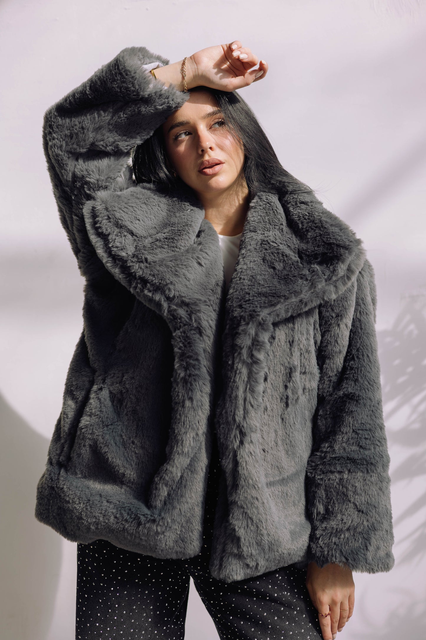 Scandi Fur Jacket - Grey